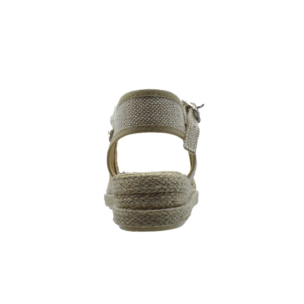 Zapato de niña valenciana con cuña en lino tostado – Pekis