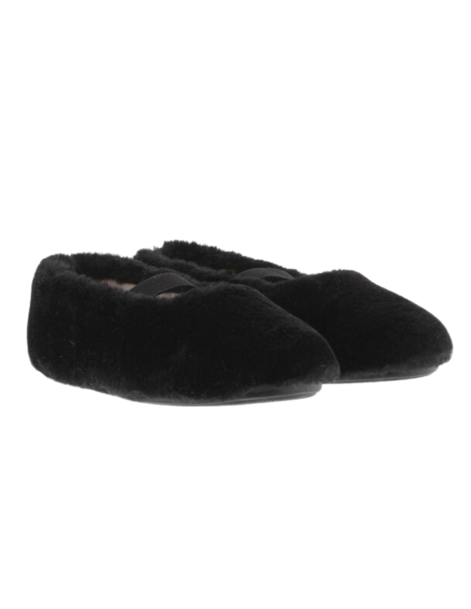 Pantufla Victoria Negro con Pelo y Resorte para Niña