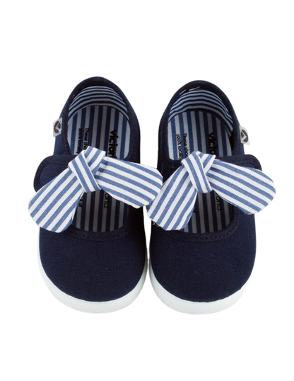 Zapato Victoria Lona Pañuelo Rayas Azul Marinos para Niña