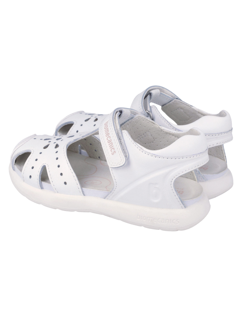 Sandalia Biomecanics Blanco con Puntera/Calada y Velcro para Niña