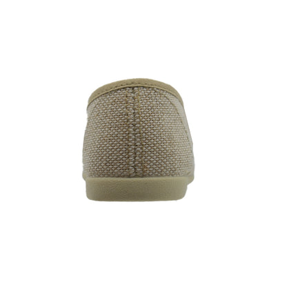 Zapatos Pekis de Lino Beige con Velcro para Niña