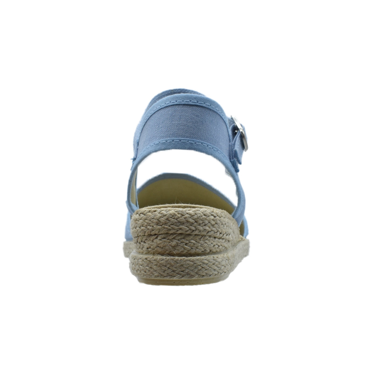 Zapato de niña tipo valenciana con cuña en lino celeste – Pekis