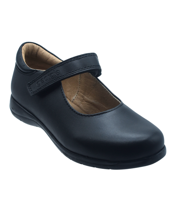 Zapato Escolar Georgie Negro Con Velcro para Niña
