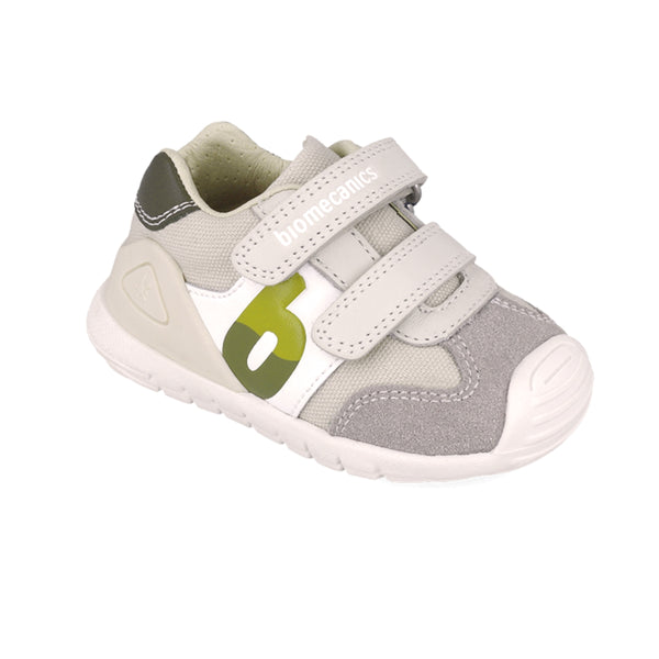 Zapato Niño Doble Velcro Verde y Gris -BIOMECANICS