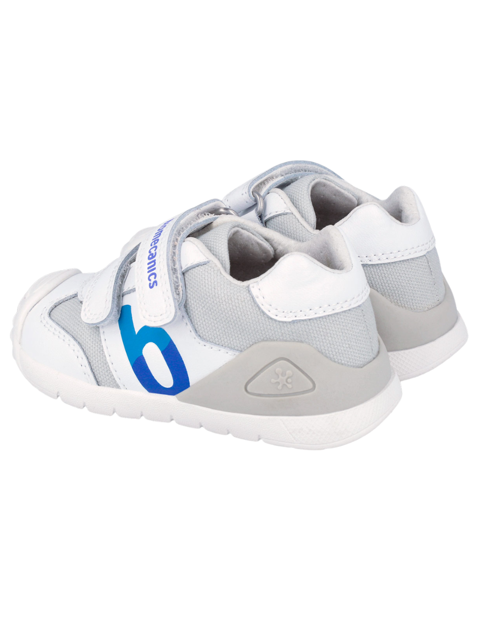Zapato Biomecanics Blanco-Azul con Dos Velcros B para Bebe