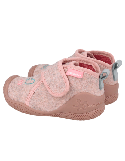 Pantufla Biomecanics Corazones Fieltro Con Velcro Rosas para Niña