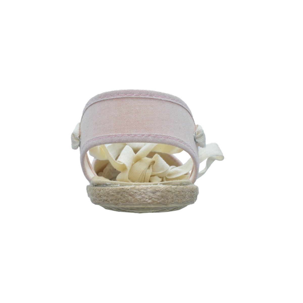 Zapato tipo valenciana con cintas en lino rosa – Tokolate