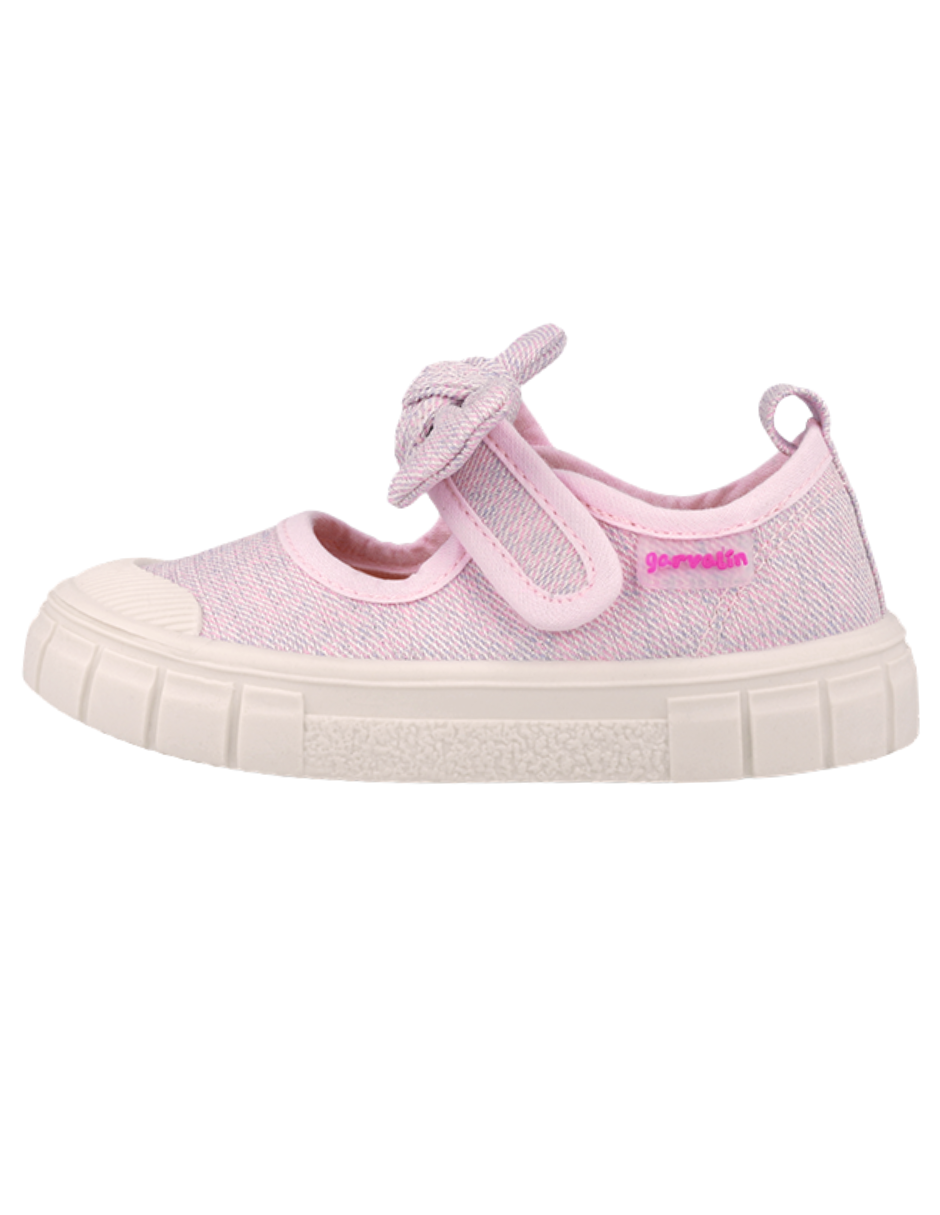 Merceditas Garvalin en Lona Rosa con Moño para Niña