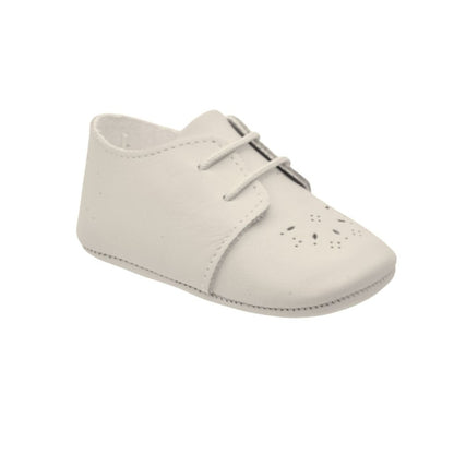 Zapato bebe agujeta en piel blanca- PEKIS