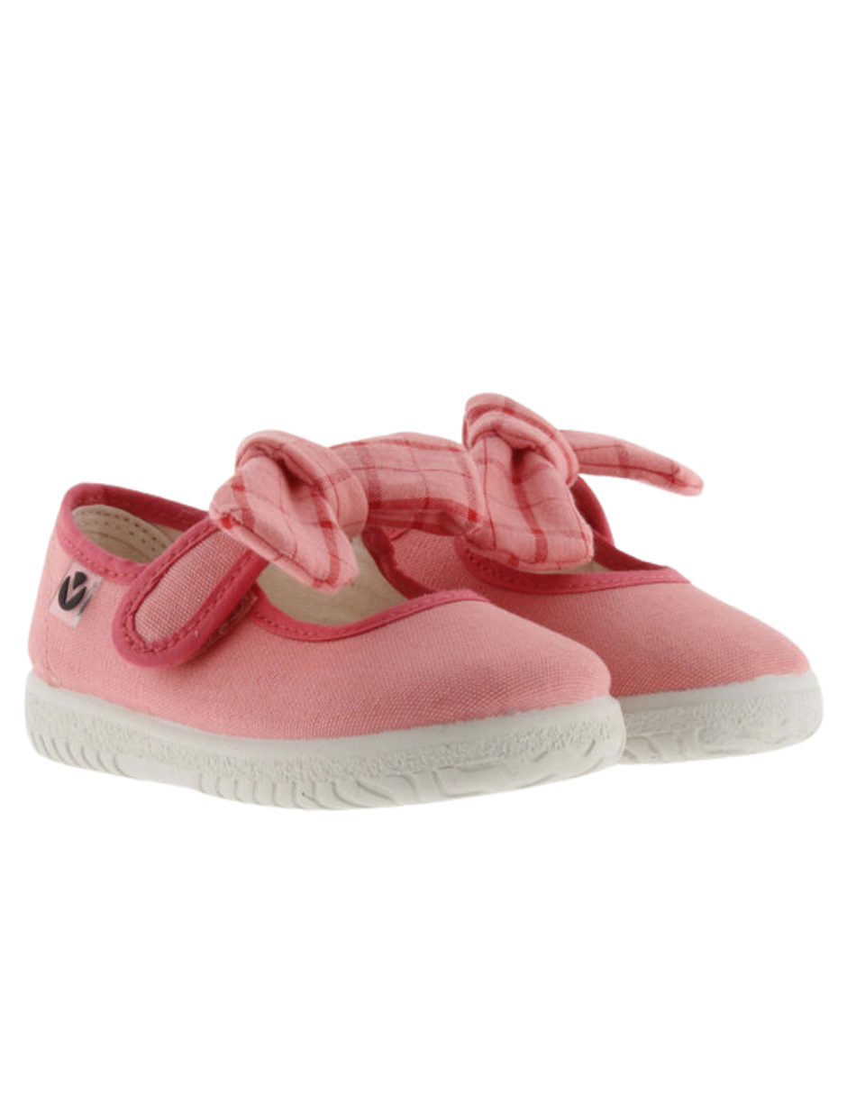 Zapato Victoria Lona Pañuelo Cuadros Coral para Niña