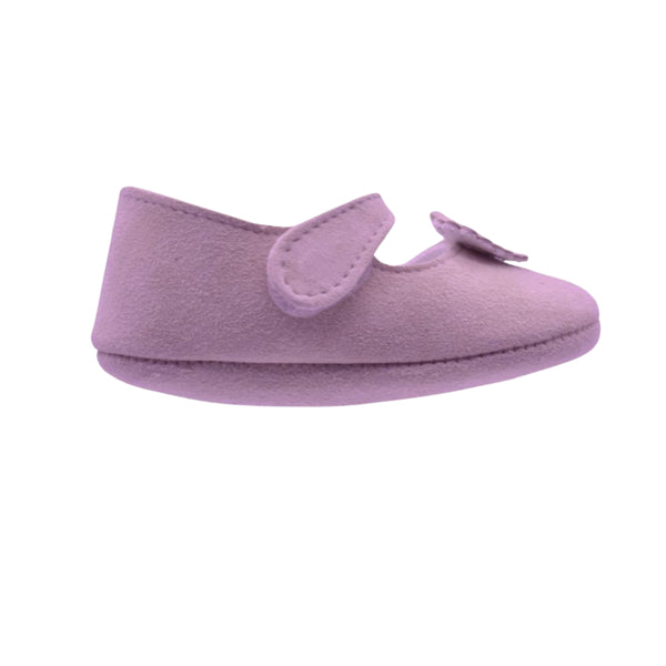 Zapatos Pekis en Ante Rosa con Corazón Troquelado para Bebé