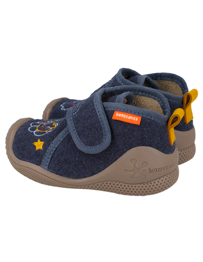 Pantufla Biomecanics Velcro Mascotas Fieltro Azules para Niño