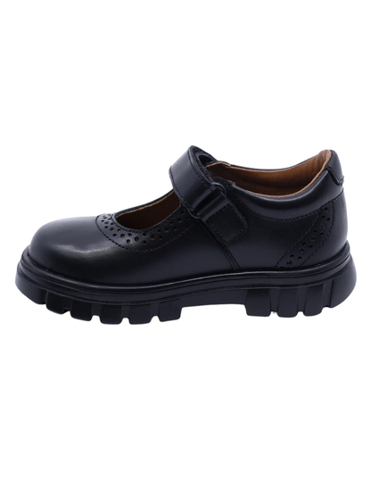 Zapato Coqueta Escolar Punteado Con Velcro Negros para Niña