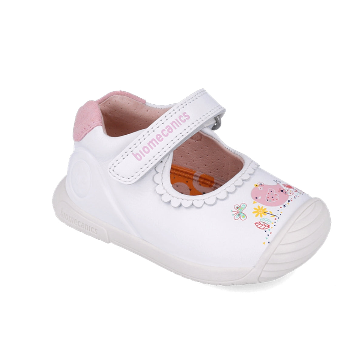 Zapato Mercedes Blanco con Velcro -BIOMECANICS