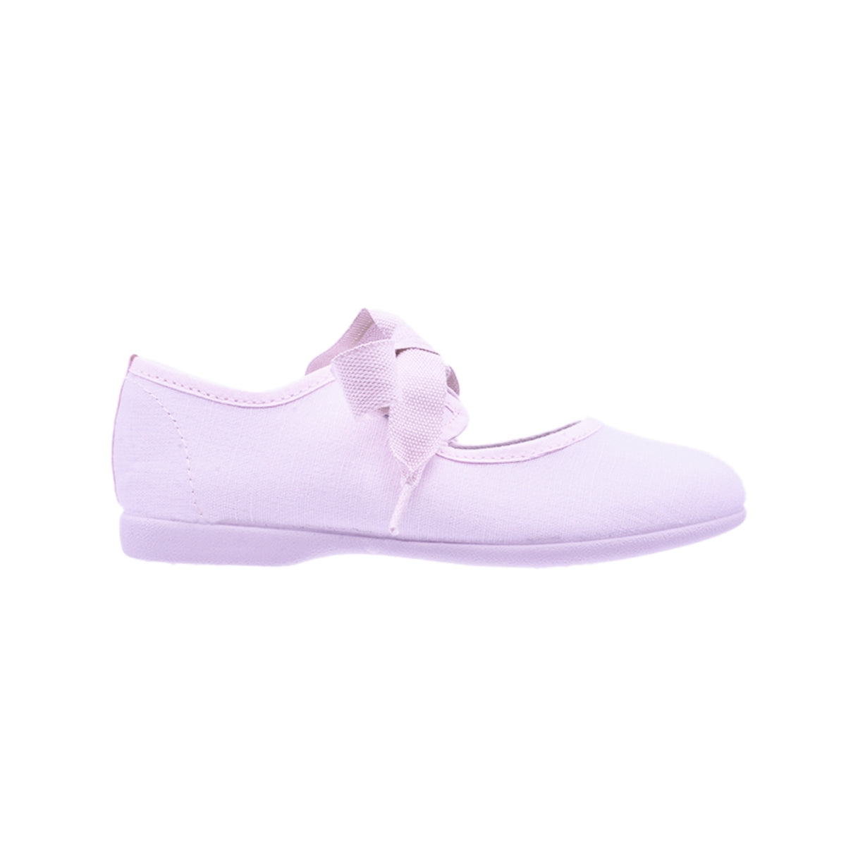 Zapato de niña en lona rosa con cintas – Pekis