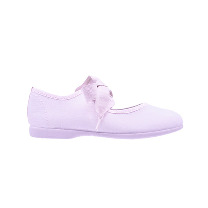 Merceditas Pekis en Lona Rosa con Cintas para Niña