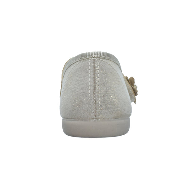 Zapatos de niña con velcro y flor decorativa color perla – Tokolate