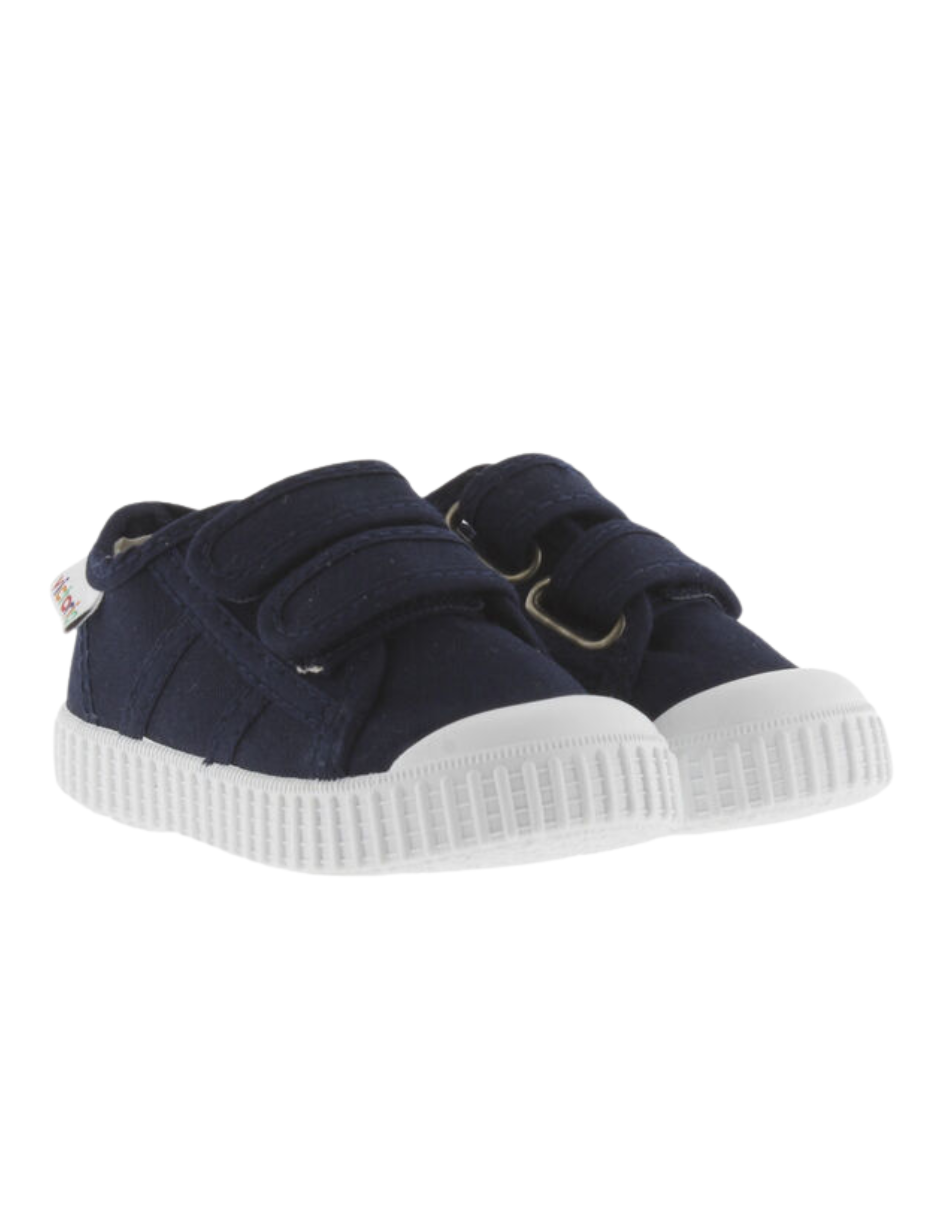 Zapato Victoria Dos Velcros Lona Basket Azul Marinos para Niño