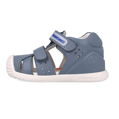 Sandalia Niño Piel Azul con Doble Velcro - BIOMECANICS
