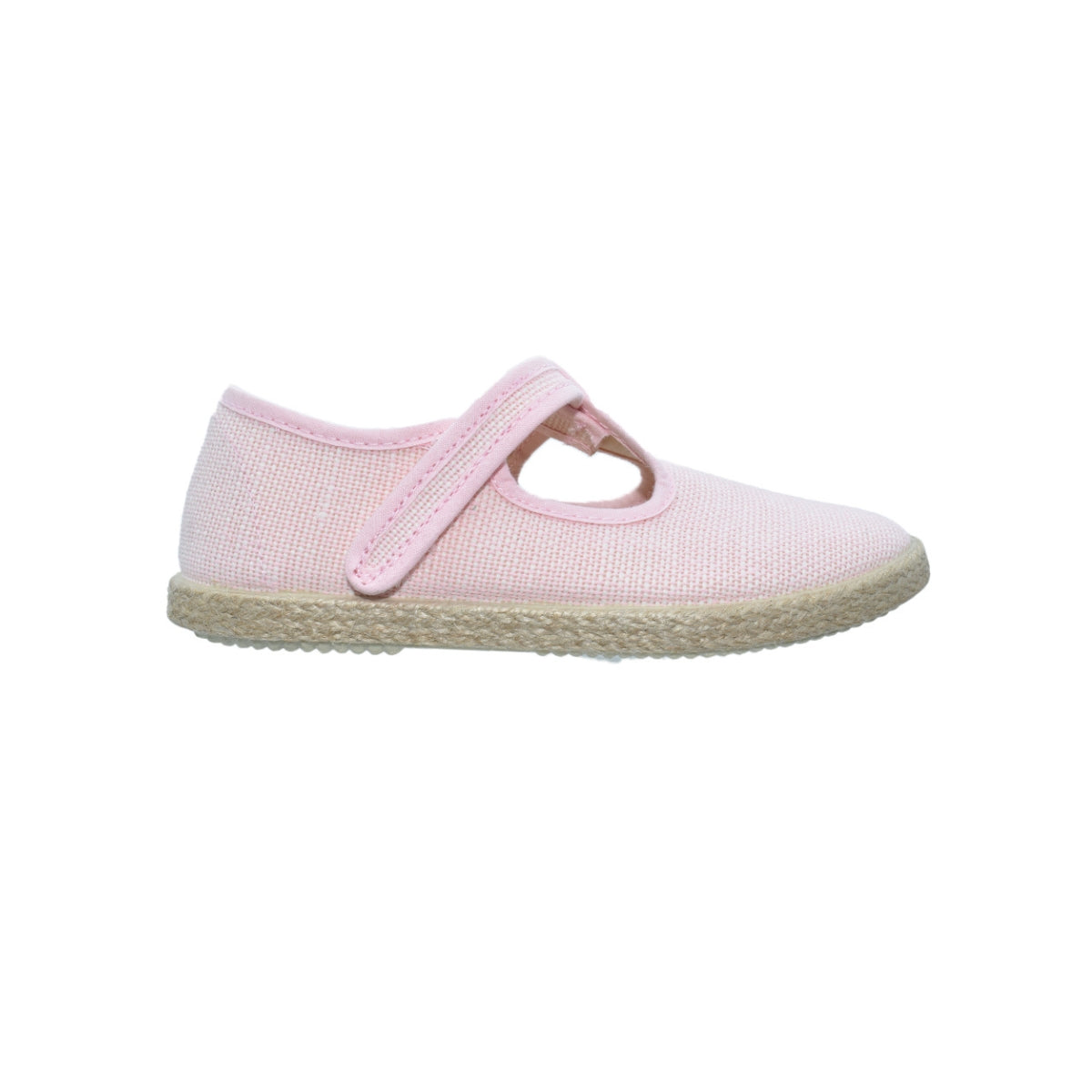 Zapato unisex tipo pepito en lino rosa con velcro – Tokolate