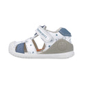 Sandalia Niño Con Velcro Blanco y Azul BIOMECANICS