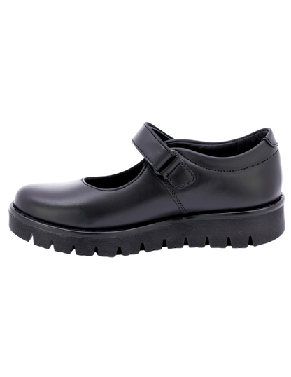 Zapato Coqueta Escolar Suela Rayada Con Velcro Negros para Niña