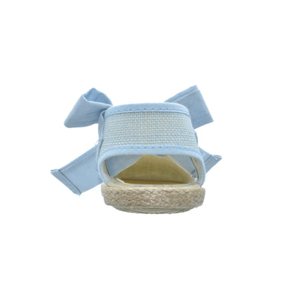 Zapatos Tokolate Tipo Valenciana en Lino Azul con Lazo para Niños (Unisex)
