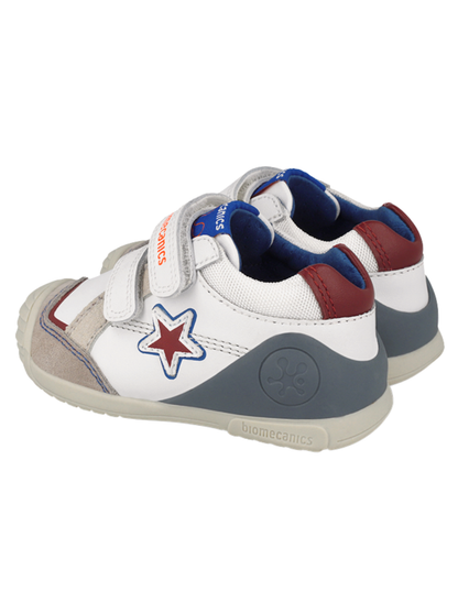 Zapato Biomecanics Botin Doble Estrella Con Velcro Blancos para Niño