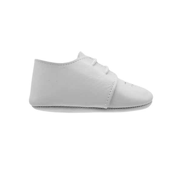 Zapatos Pekis en Piel Blanca con Agujeta para Bebé