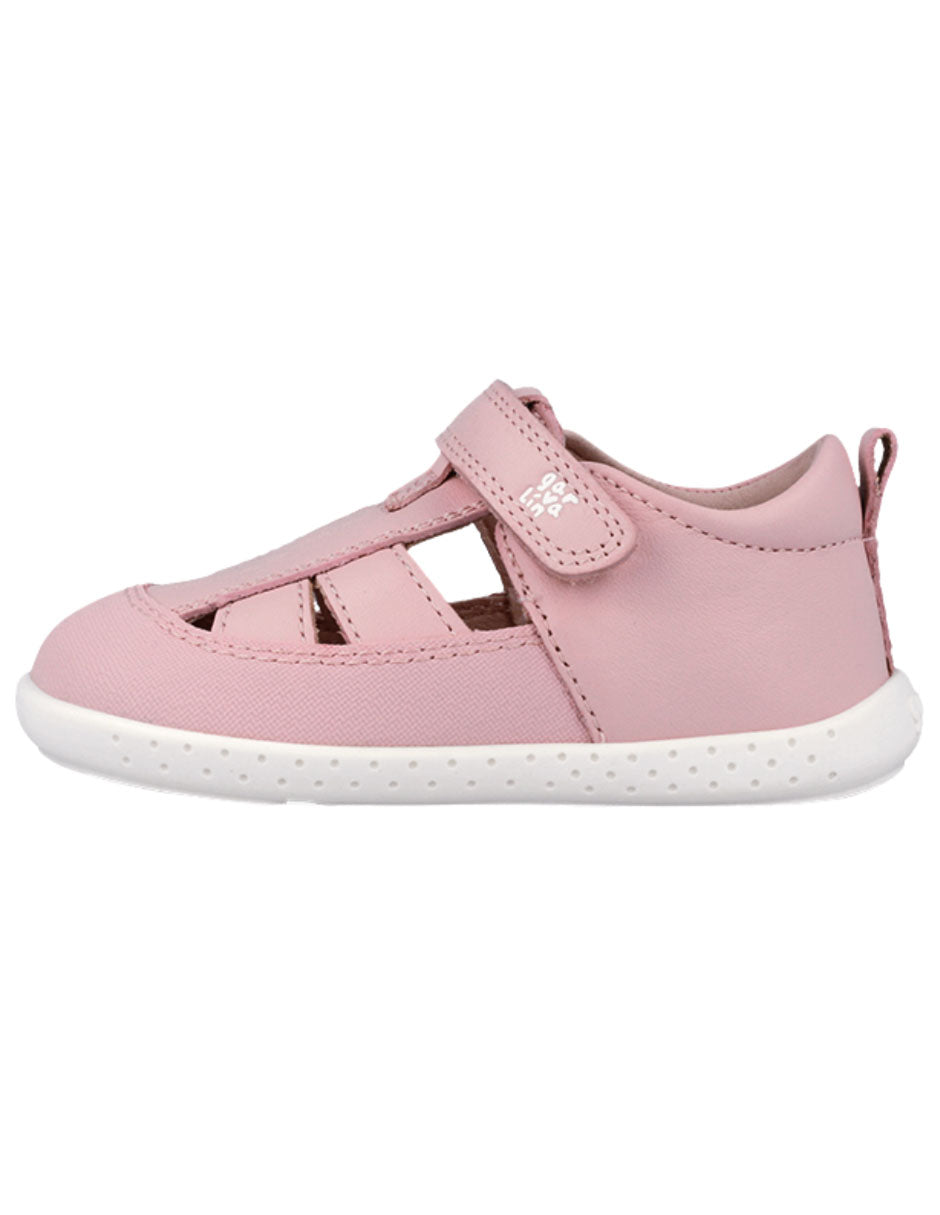 Sandalia Barefoot Garvalin Con Velcro Rosas para Niña