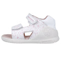 Sandalia Niña Piel Blanca con Estampado y Velcro - Biomecanics
