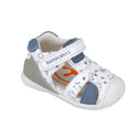 Sandalia Niño Con Velcro Blanco y Azul BIOMECANICS