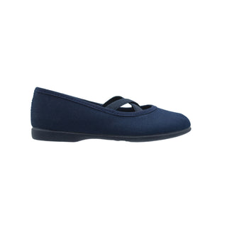 Zapato de niña en lona azul marino con elásticos cruzados – Pekis