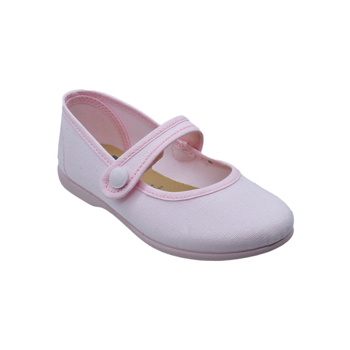Zapato de niña en lona rosa claro con velcro y botón – Pekis