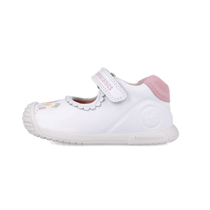 Zapato Mercedes Blanco con Velcro -BIOMECANICS
