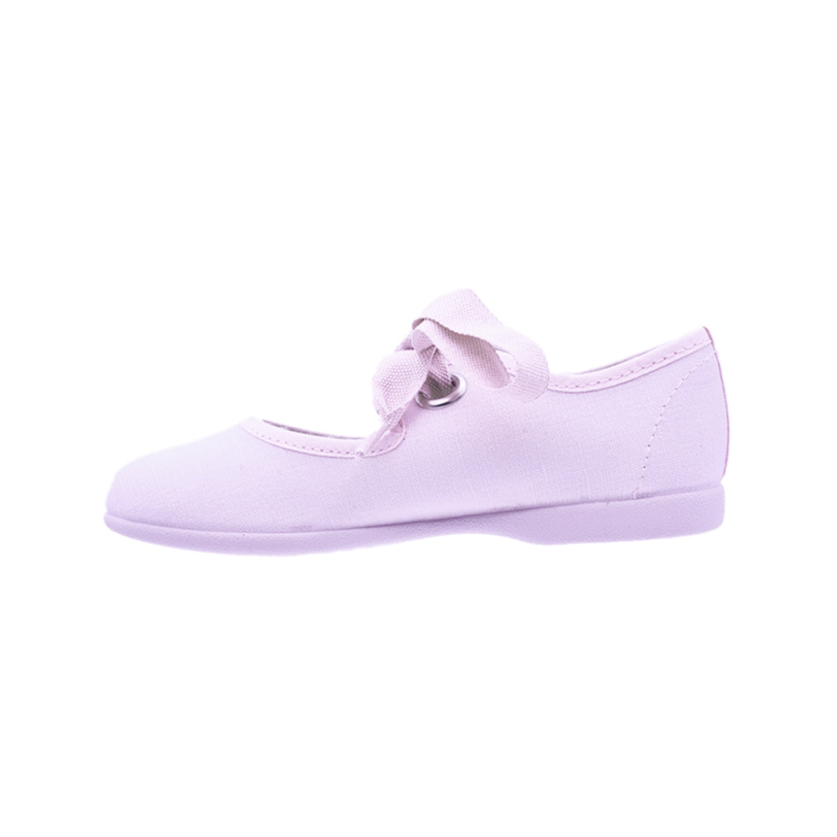 Zapato de niña en lona rosa con cintas – Pekis