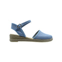 Zapato de niña tipo valenciana con cuña en lino celeste – Pekis