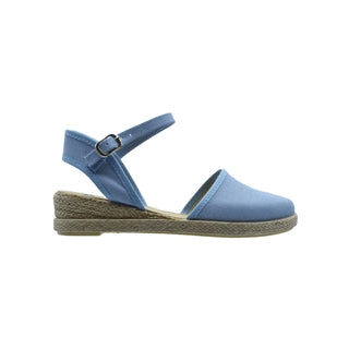 Zapato de niña tipo valenciana con cuña en lino celeste – Pekis
