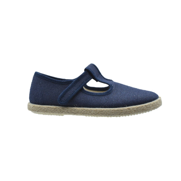 Zapatos Tokolate Tipo Pepito en Lino Azul Marino para Niños (Unisex)