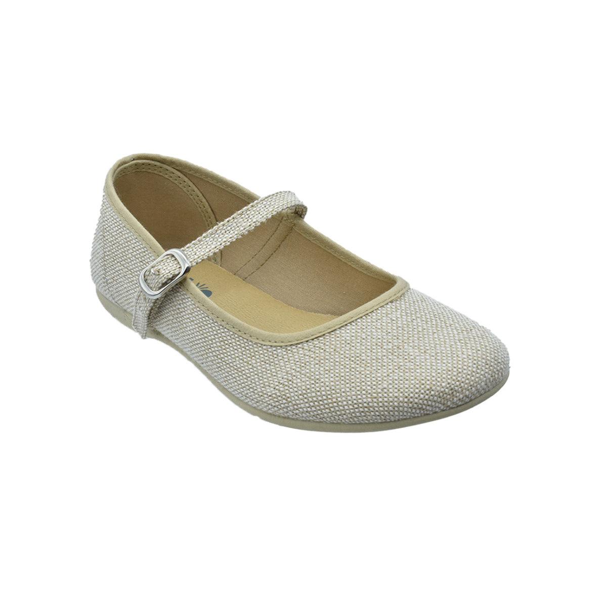 Zapato de niña lino beige con hebilla – Pekis