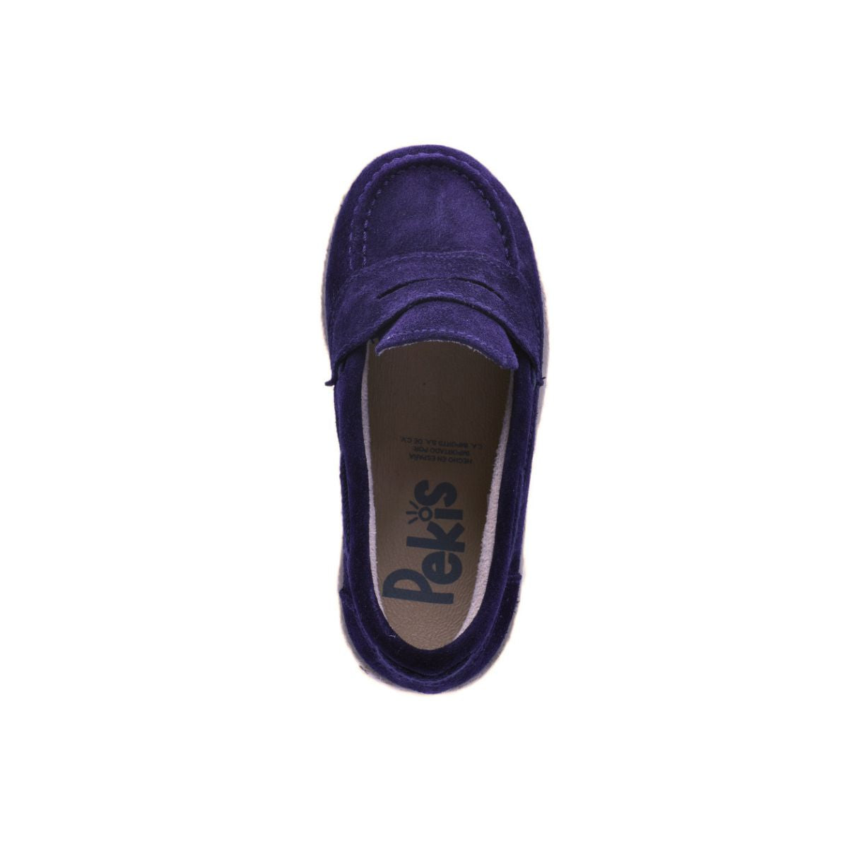 Mocasín de niño en serraje azul marino con antifaz – Pekis