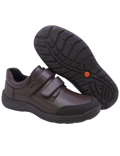 Zapato Coqueta Escolar Dos Velcros Puntera Cafés para Niño