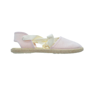 Zapato tipo valenciana con cintas en lino rosa – Tokolate