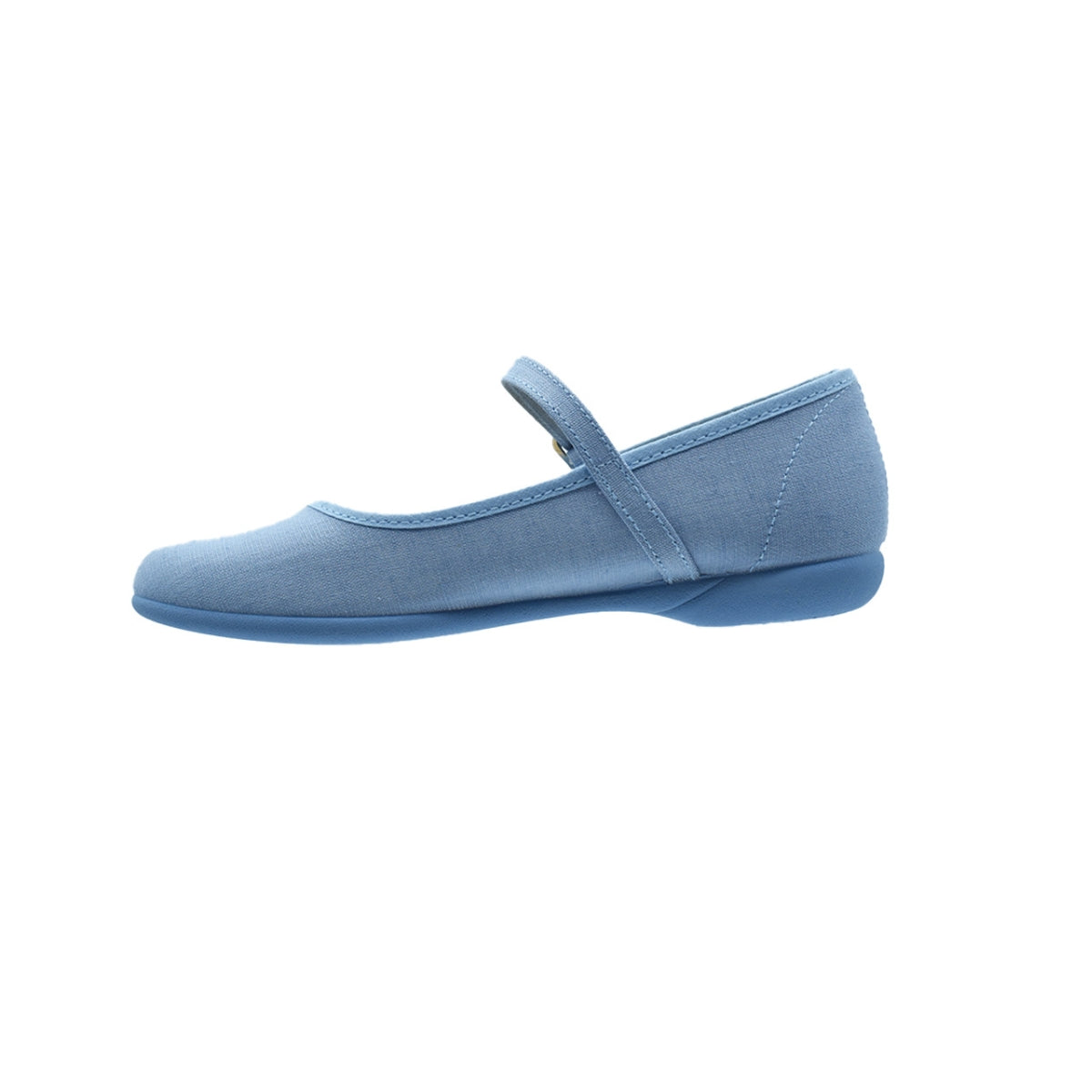 Zapato de niña con hebilla en lino azul cielo – Pekis