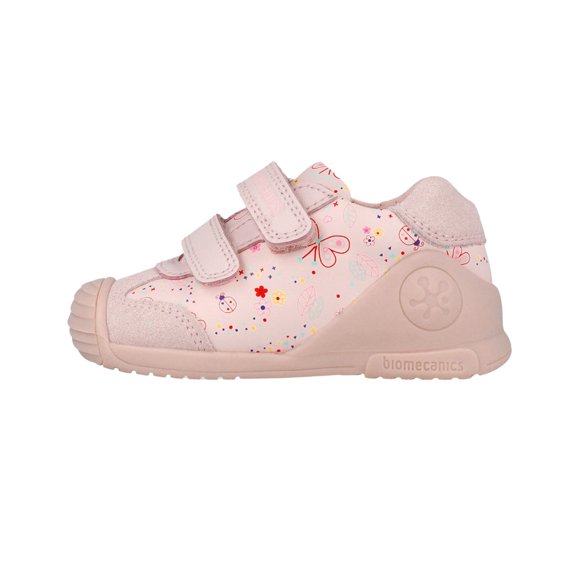 Zapato Niña Piel Rosa con Doble Velcro - BIOMECANICS