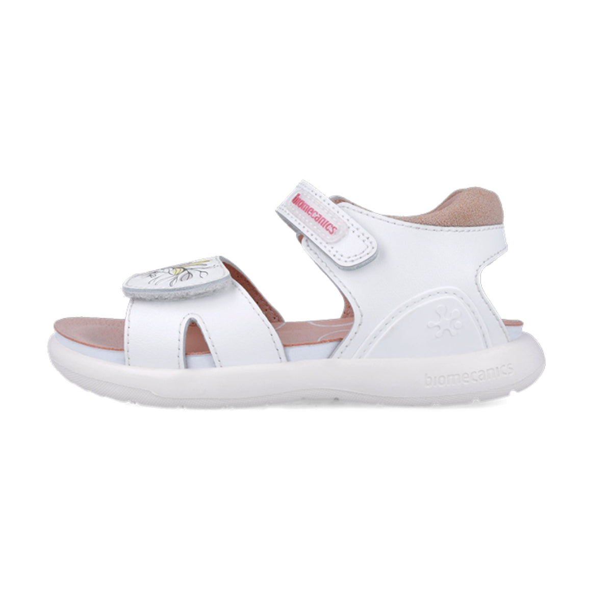 Sandalia Niña Piel Blanca con Doble Velcro - BIOMECANICS