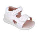 Sandalia Niña Piel Blanca con Estampado y Velcro - Biomecanics