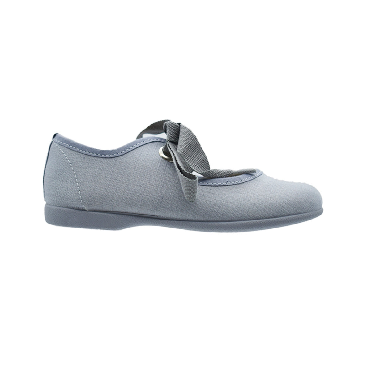 Zapato de niña en lona gris con cintas – Pekis