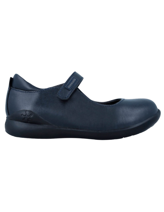 Zapato Niña Escolar Piel Velcr Azul -Biomecanics
