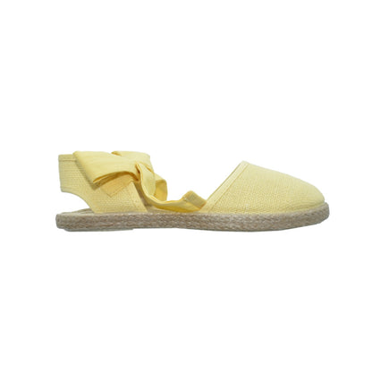 Zapatos Tokolate Tipo Valenciana en Lino Amarillo con Lazo para Niños (Unisex)